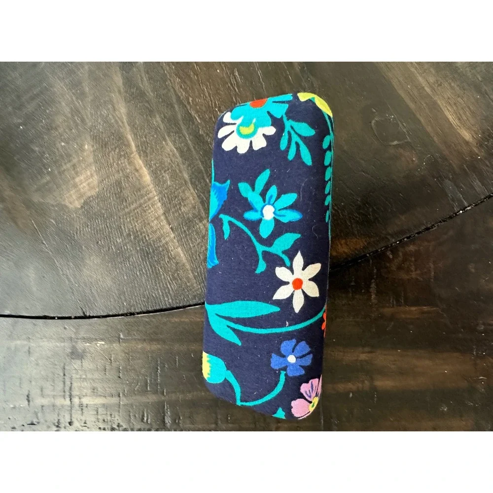 Vera Bradley Navy Blue Floral Hard Shell Eyeglass Case Clamshell Protection